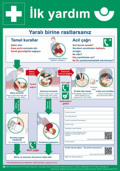 Erste Hilfe Plakat türkisch